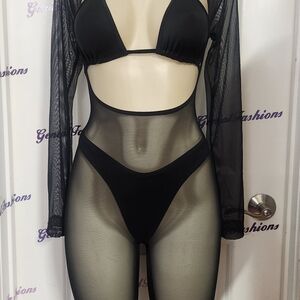 Black Sheer Mesh Bodysuit